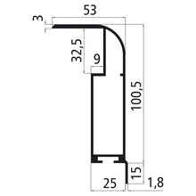 Alumiininen peiteprofiili 100.5x25 mm. anodisoitu