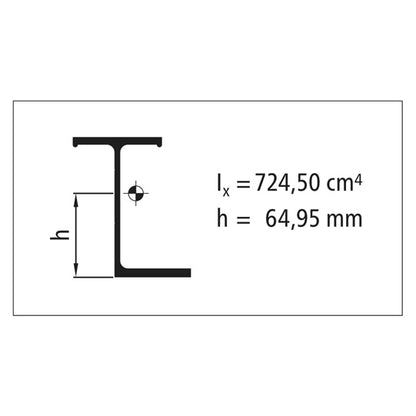 Alumiininen apurunkoprofiili 130 mm. anodisoitu