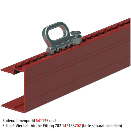 Aluminium floor frame 105.5mm, w. airline system, anodized