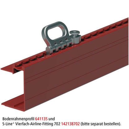 Aluminium floor frame 105.5mm, w. airline system, anodized