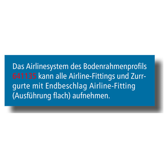 Aluminium floor frame 105.5mm, w. airline system, anodized