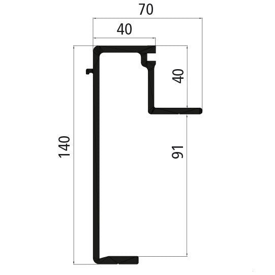 Aluminium base frame 140 mm, anodized