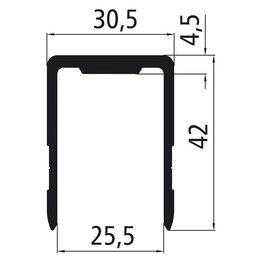 Aluminium 25 mm U-kant, RAL 9016 trafikvit