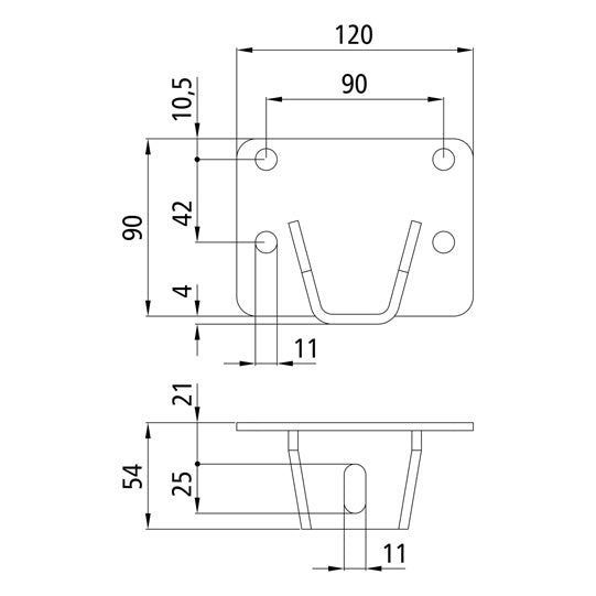 Bolt-on bracket, steel, black KTL, up to 7.5 t permissible GM