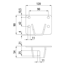 Bolt-on bracket, steel, black KTL, up to 7.5 t permissible GM
