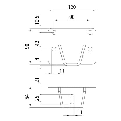 Bolt-on bracket, steel, black KTL, up to 7.5 t permissible GM