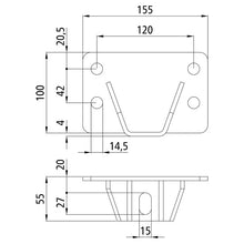 Bolt-on bracket, steel, black KTL, up to 12 t permissible GM