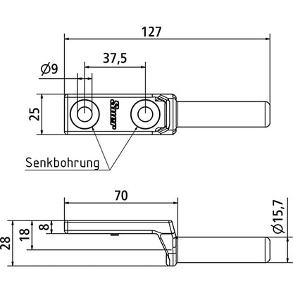 Suer hinge pin, 25/30, screw-on, galvanized