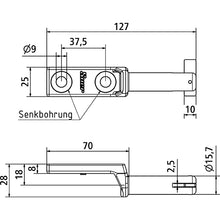 Hinge pin, with drop lug/tongue, galvanized steel