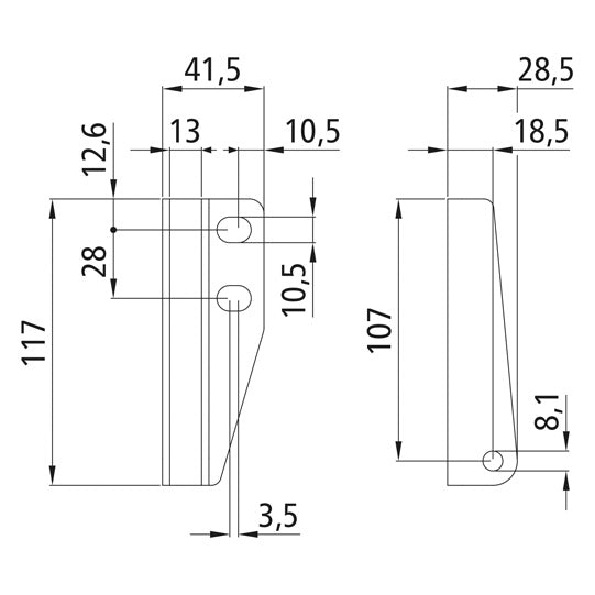 Bearing shoe/gas spring shoe, L, galv., dropside lifting aid2.0