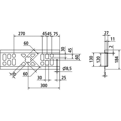 Multi-X floor lashing rail, microZINQ® 5, 30 mm (27+3), 2400 mm