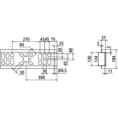 Multi-X floor lashing rail, microZINQ® 5, 43 mm (40+3), 2400 mm