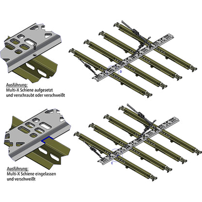 Multi-X floor lashing rail, raw steel, 34 mm (31+3), 2400 mm