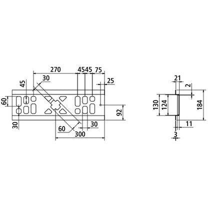 Multi-X floor lashing rail, raw steel, 24 mm (21+3), 2400 mm