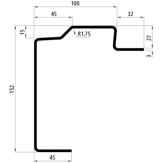SSP3 Floor frame straight, drop 27 mm, 7200 mm