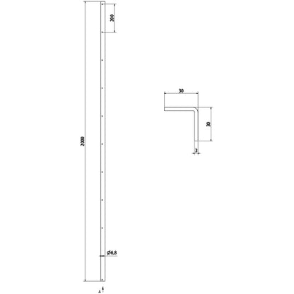 SSP3 Stop bracket, 30 x 30 x 3 mm, height 2000 mm, galvanized