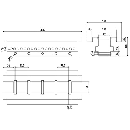 MultiFixx longitudinal crossbar 500 QT-QT, SSP3, galv.