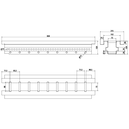 MultiFixx longitudinal crossbar 850 variable, SSP3, galv.