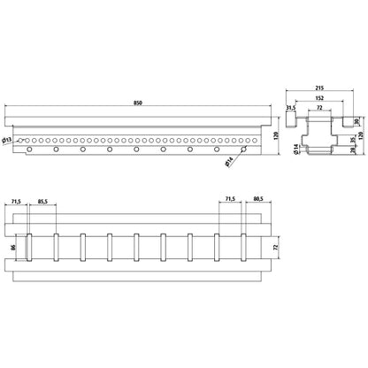 MultiFixx longitudinal crossbar 850 variable, SSP3, galv.