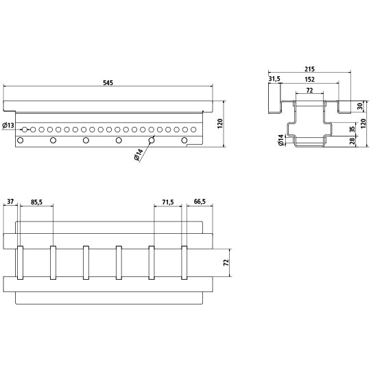 MultiFixx longitudinal crossbar 550 QTH-QTMF, SSP3, galv.