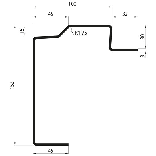 Floor frame profile platform SSP3, S420GD, 6800mm, 152x30x3mm