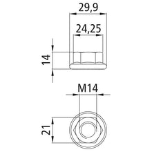 Sexkantsmutter med fläns, förzinkad, M 14, låsande kuggar