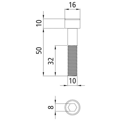 Sexkantsskruv, förzinkat stål, M10 x 50 - 8.8, DIN 912