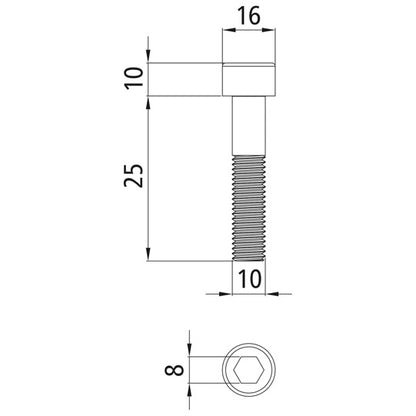 Sexkantsskruv, galvaniserat stål, M10 x 25 - 8.8, DIN 912
