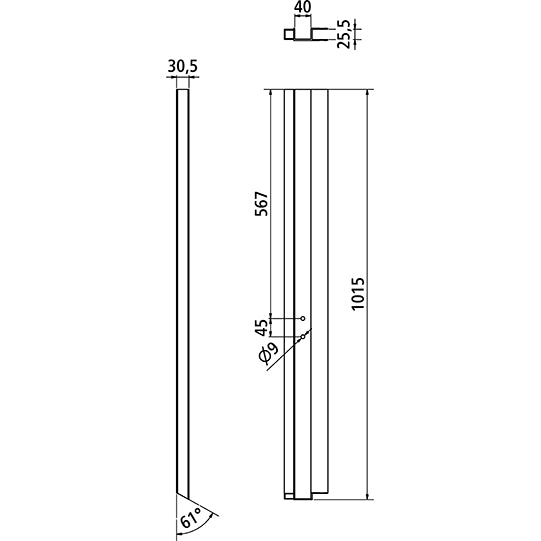 Edging dropside lifting aid 3.0,left,coated,milled,1215 mm