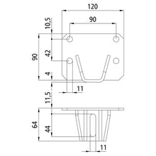 Bolt-on bracket, steel, black KTL, up to 4.6 t permissible GM