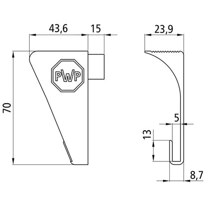 End cap, L, f. reflector strip