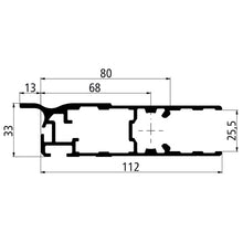 Door profile with flange 25 mm, length 6300 mm
