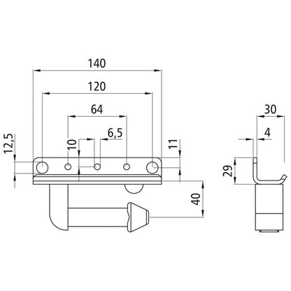 Edscha-tukiliitos, L-kätinen malli, sinkitty teräs.