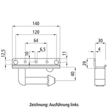 Edscha support connection, R-hand ver., galvanised stl.