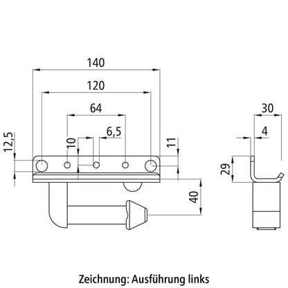 Edscha support connection, R-hand ver., galvanised stl.