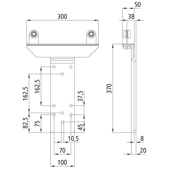 Edscha pillar trolley, KTL-coated, offset 15 mm