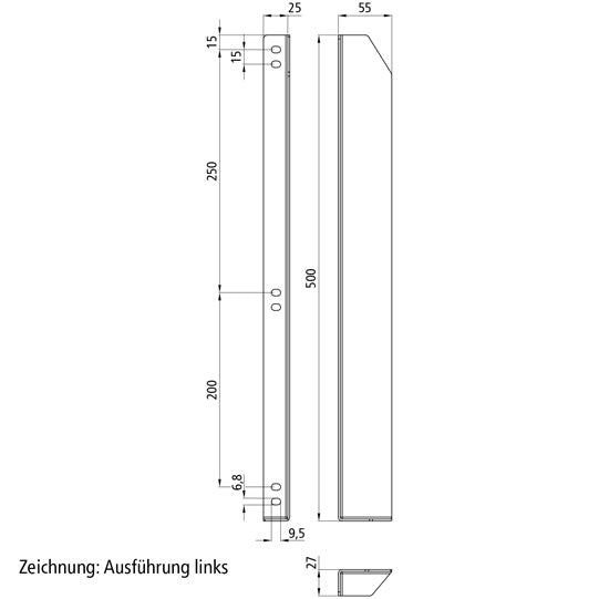Edscha plug-in pocket, long, R, galvanised stl.