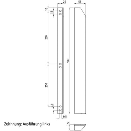 Edscha plug-in pocket, long, R, galvanised stl.