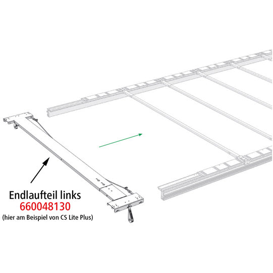 Edscha end carriage, L, w/ spring bolt f. lock.