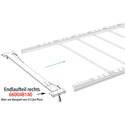 Edscha end carriage, R, w/ spring bolt f. lock.