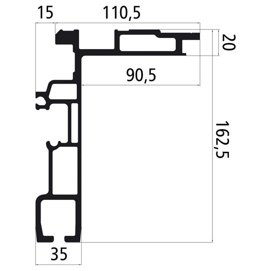 Gardinsidprofil Slimliner Large/Lite Plus 175, L 8500 mm