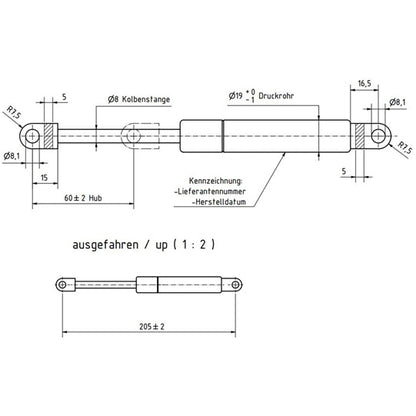 Edscha-kaasujousi 500 N