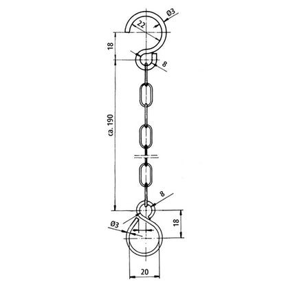 Edscha safety chain, S-hooks on both sides, galvanised stl.