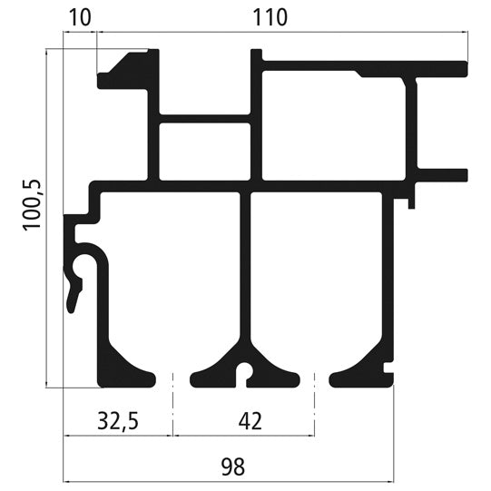 Curtain Sider Profile Universal Classic, 7500 mm, milled out