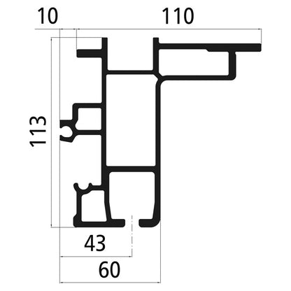 Curtain sider profile standard 113, length 6500 mm, BH 113 mm
