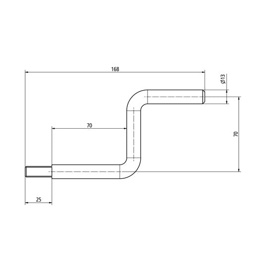 Hand crank f. clamping gear, square 10 mm, galvanised