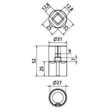 Bottom adapter f. aluminium tarpaulin tensioning tube Ø 27 mm,