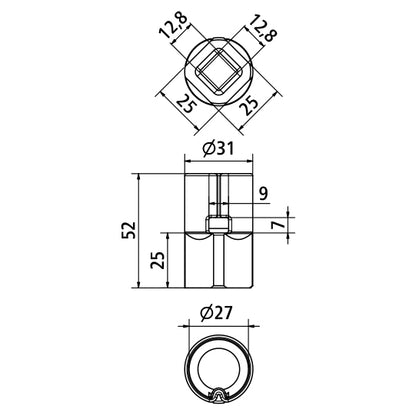 Bottom adapter f. aluminium tarpaulin tensioning tube Ø 27 mm,