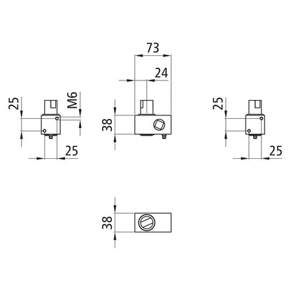 Clamping gear type 40, 73 x 38 mm, can be used on both sides