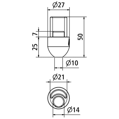 Super-yläsuojus pressun kiinnitysputkelle Ø 27 mm, ruostumaton teräs
